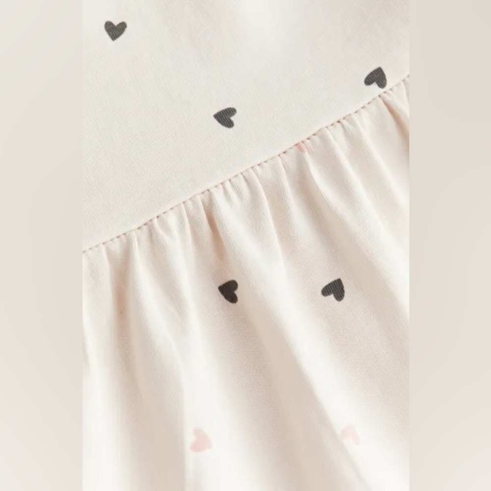 H&M Kids 2-Piece Mini Hearts Long Sleeve Dress and Leggings Set Pink 2T - Picture 2 of 2